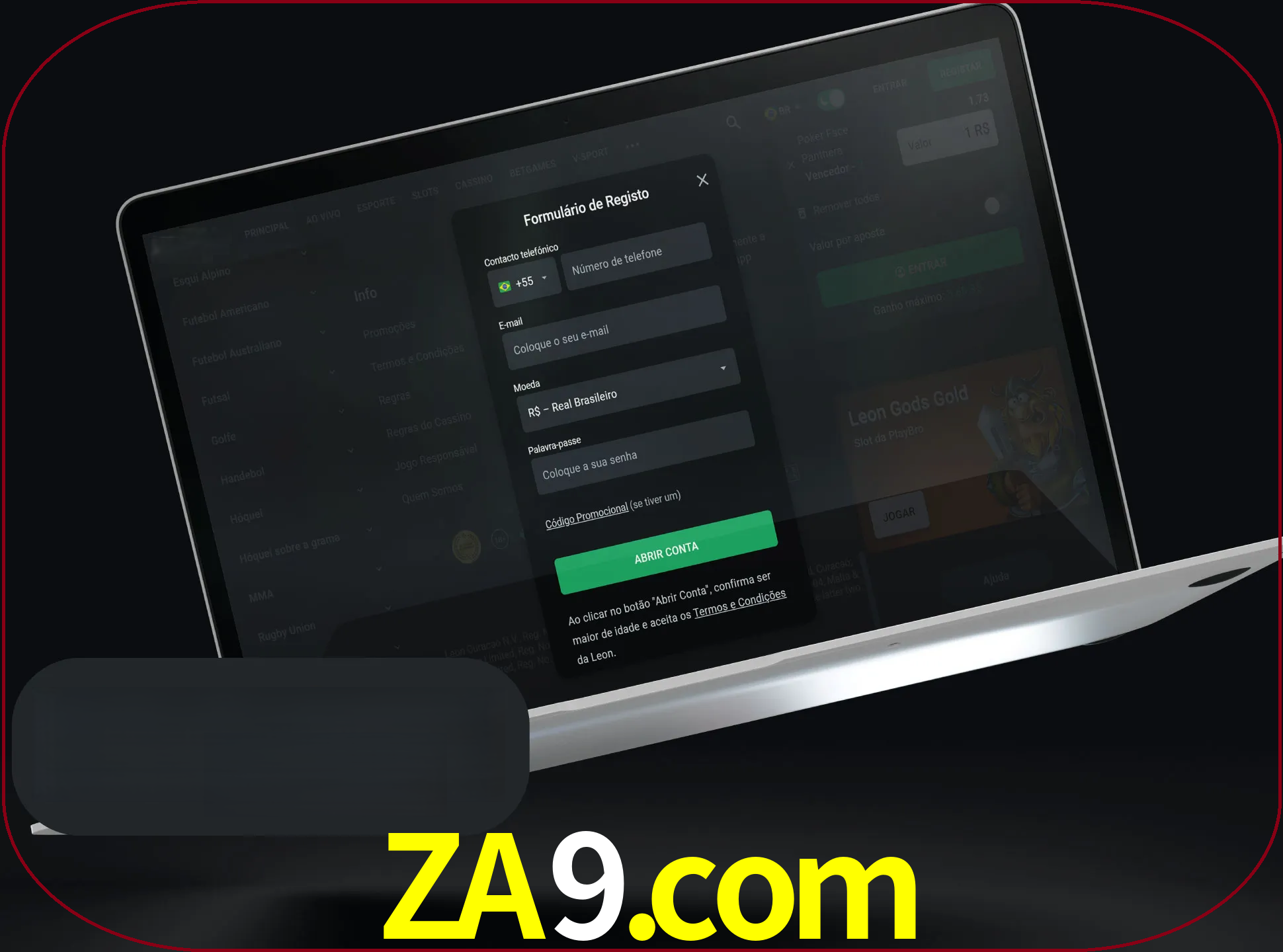 Abra o site da LeonBet e crie sua própria conta.