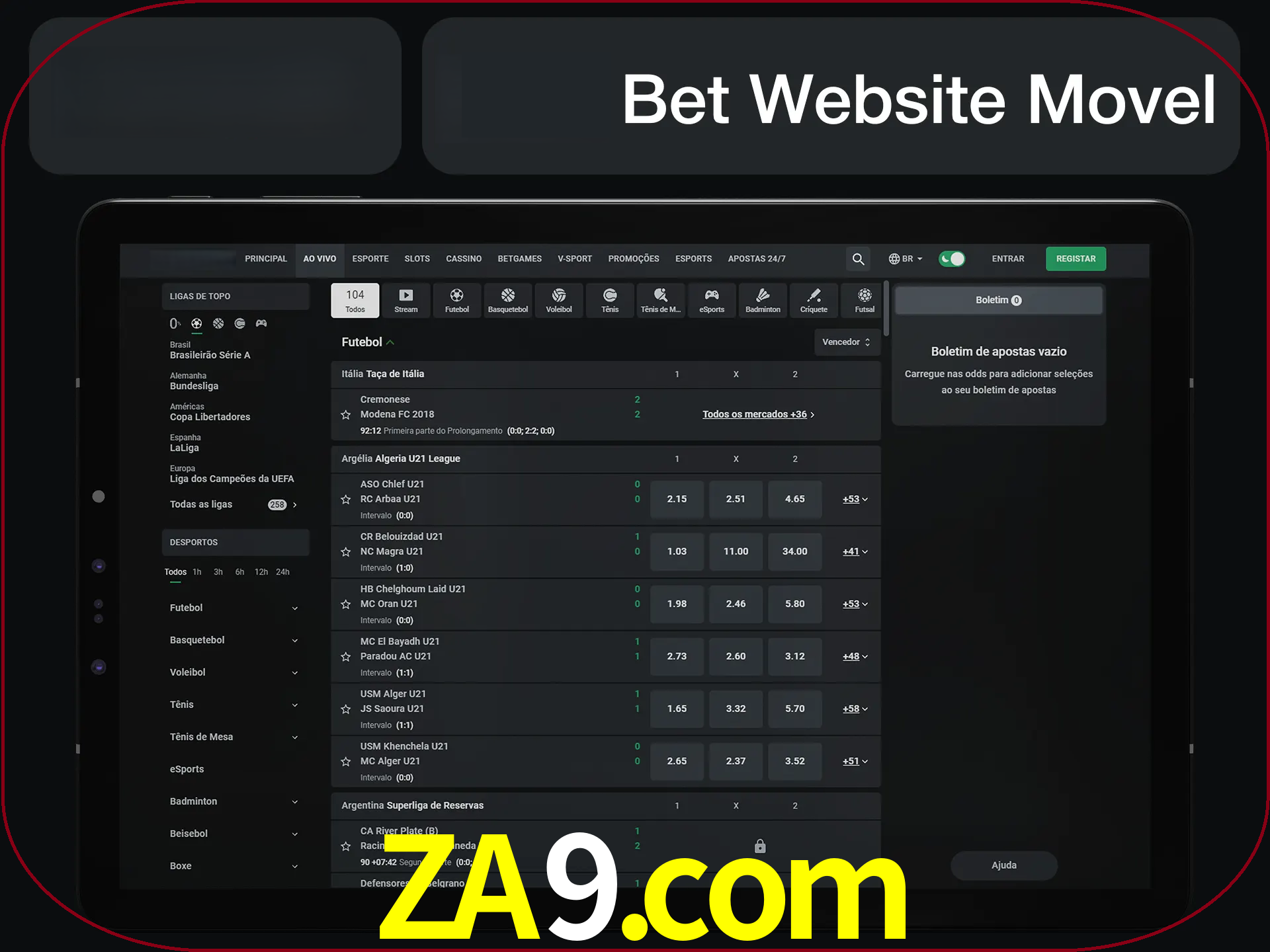 Use nosso website em qualquer dispositivo.